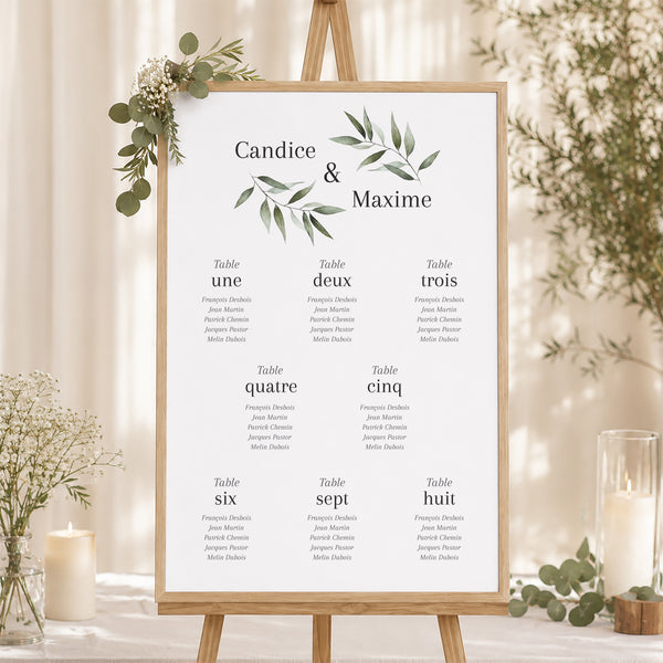Plan de table Mariage Portrait 60 x 90 cm Majéline photo