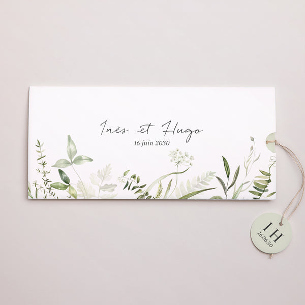 Faire-part Mariage Pochette 2 cartes, étiquette Séraline photo