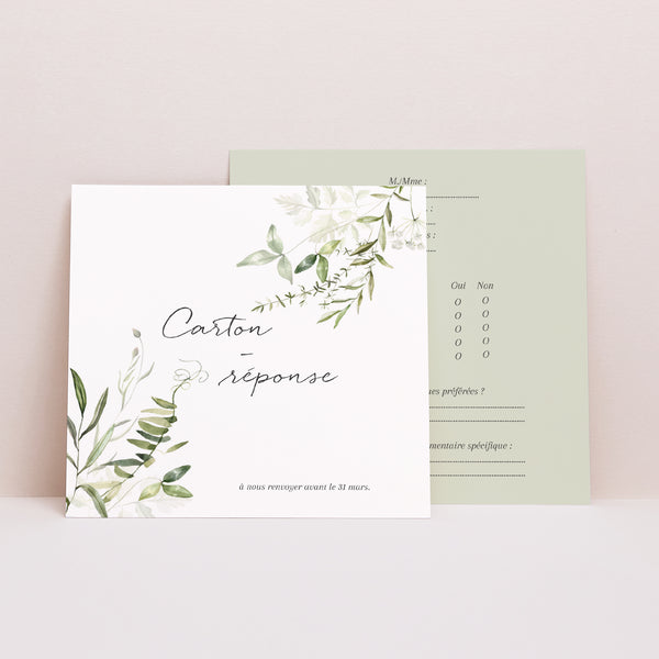 Carton réponse Mariage Carré Séraline photo