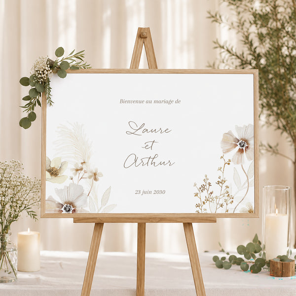 Panneau bienvenue Mariage Paysage 90 x 60 cm Camélise photo