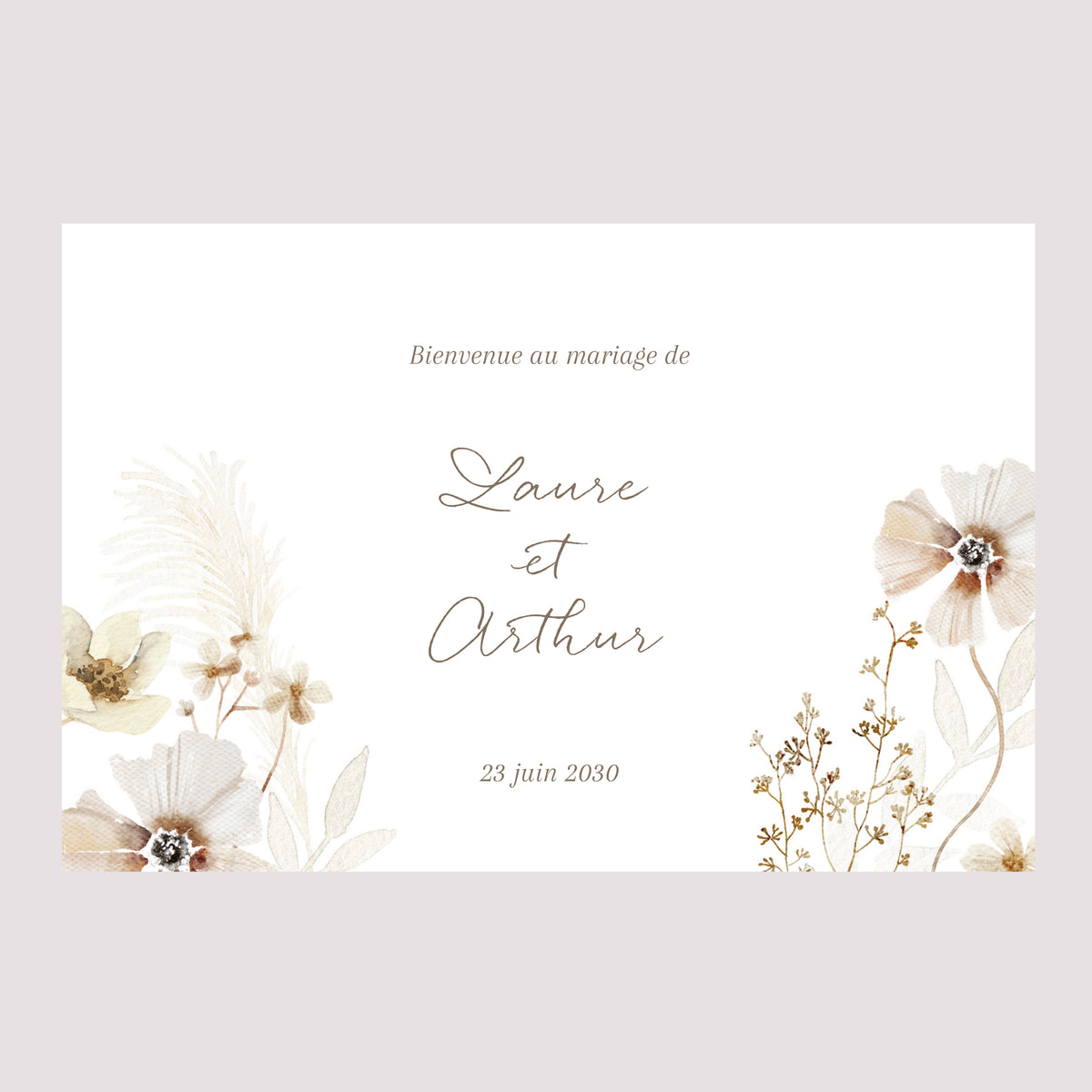 Panneau bienvenue Mariage Paysage 90 x 60 cm Camélise photo N° 2