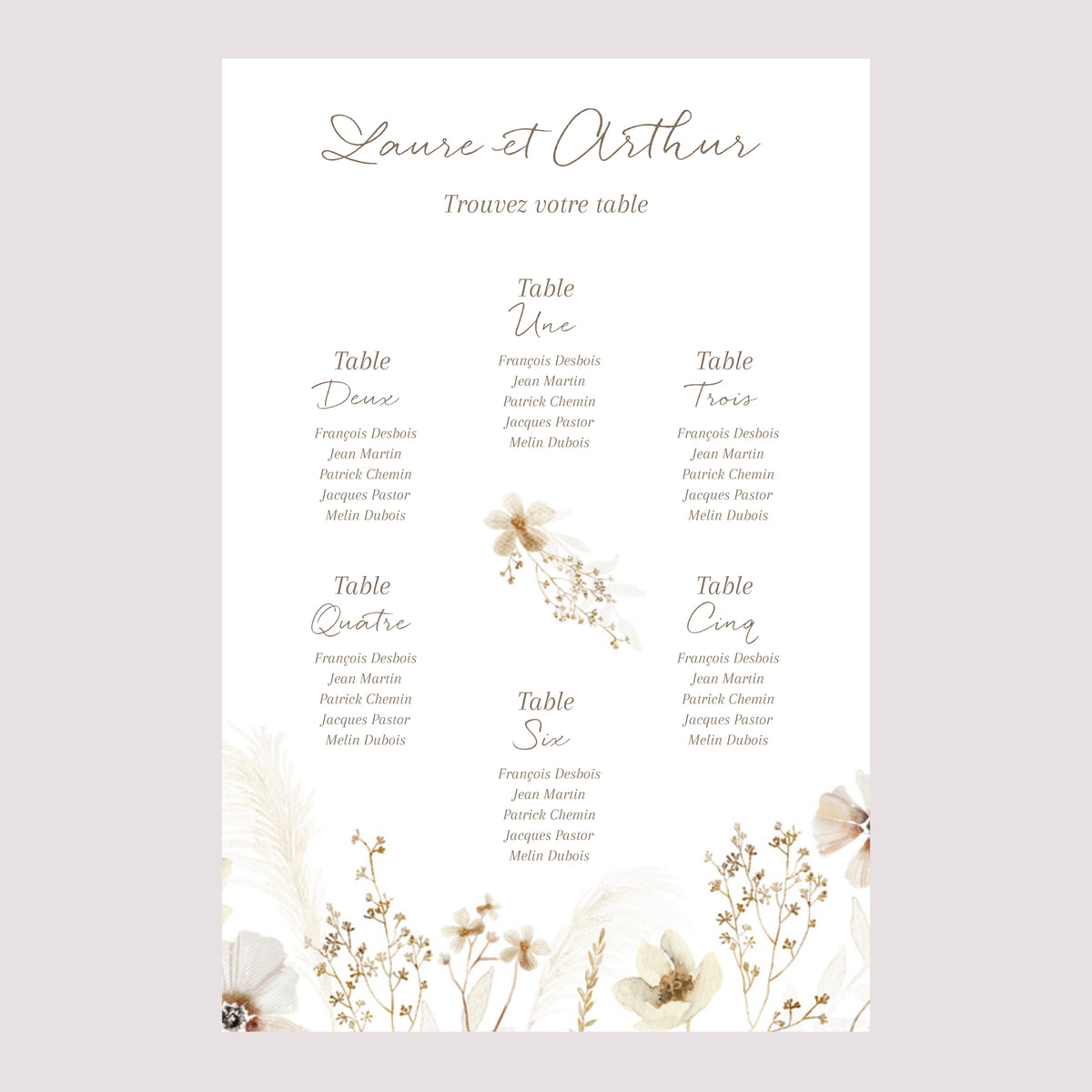Plan de table Mariage Portrait Camélise photo N° 2