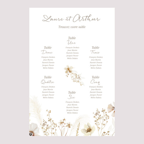 Plan de table Mariage Portrait Camélise