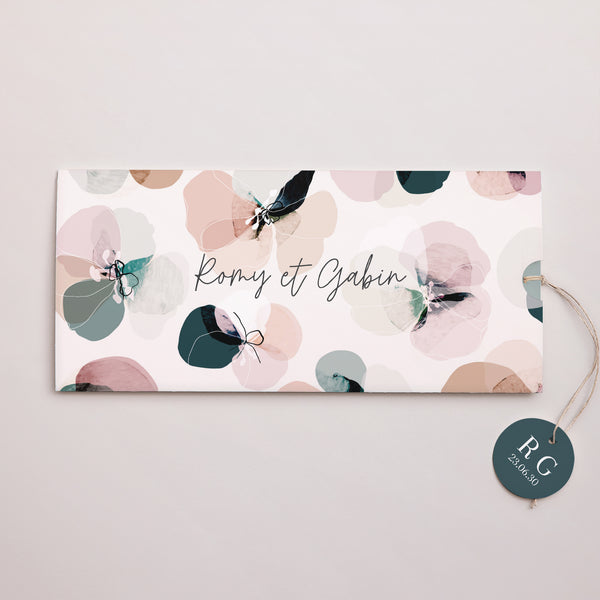 Faire-part Mariage Pochette 2 cartes, étiquette Brunelle photo