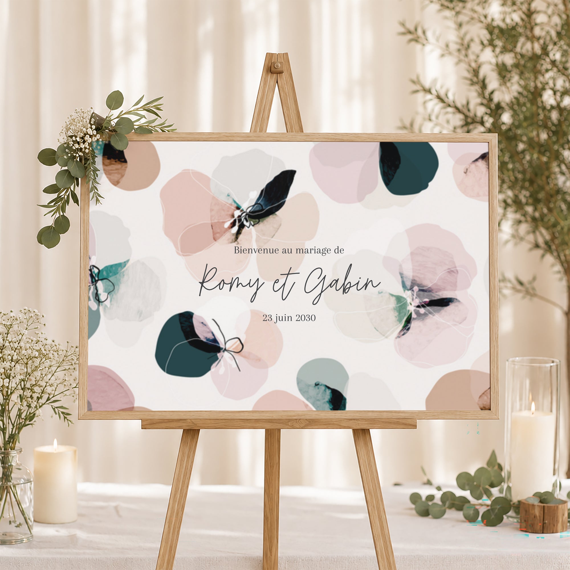 Panneau bienvenue Mariage Paysage 90 x 60 cm Brunelle photo N° 1
