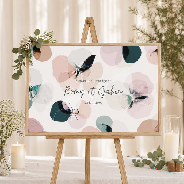 Panneau bienvenue Mariage Paysage 90 x 60 cm Brunelle photo