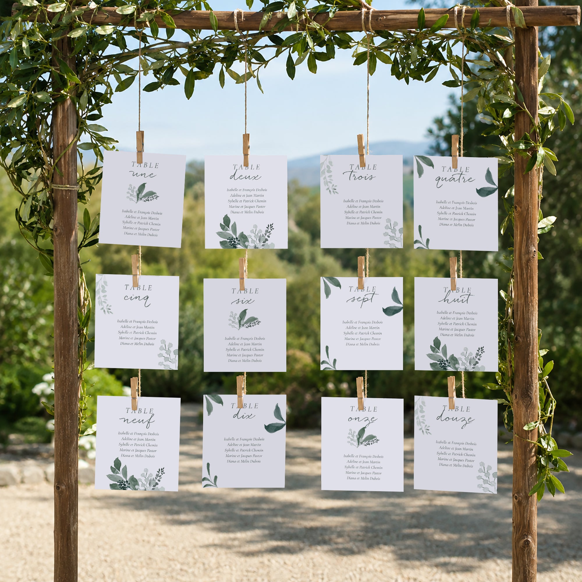 Plan de table Mariage Lot de 12 Couronne végétale photo N° 2