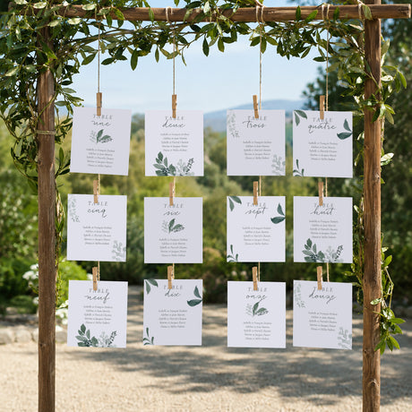 Plan de table Mariage Lot de 12 Couronne végétale
