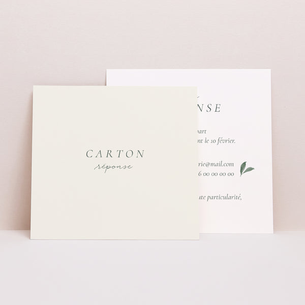 Carton réponse Mariage Carré Couronne végétale photo
