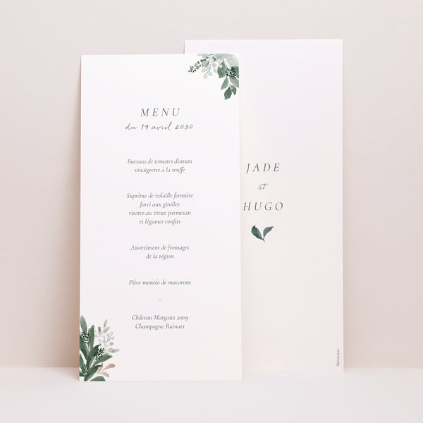 Menu Mariage Panoramique portrait Couronne végétale photo