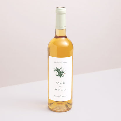 Etiquette bouteille Mariage Portrait Couronne végétale photo N° 1