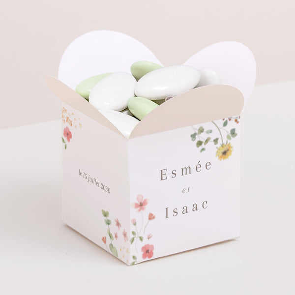 Boîte à dragées Mariage Ouverture papillon Fleurs d'été photo