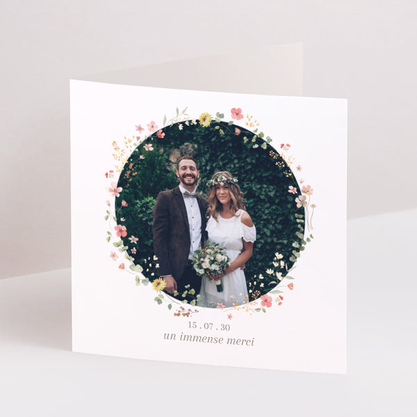 Remerciements Mariage Carré double volet Fleurs d'été photo