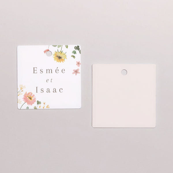 Etiquette perforée Mariage Carrée Fleurs d'été photo