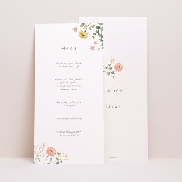 Menu Mariage Panoramique portrait Fleurs d'été photo