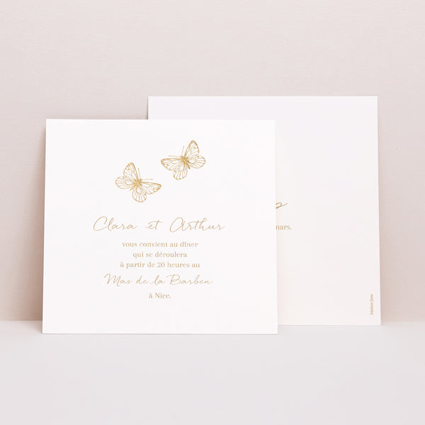 Invitations Mariage Carré Herbier doré photo