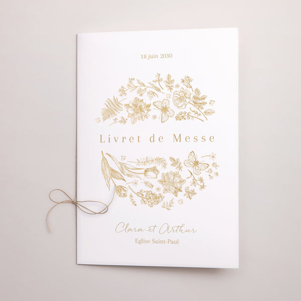 Livret de messe Mariage Double volet Herbier doré photo