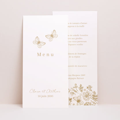 Menu Mariage Panoramique portrait Herbier doré photo N° 1