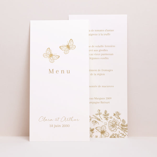 Menu Mariage Panoramique portrait Herbier doré photo