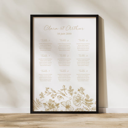 Plan de table Mariage Portrait Herbier doré photo N° 1