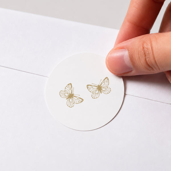 Sticker Mariage Rond Herbier doré photo