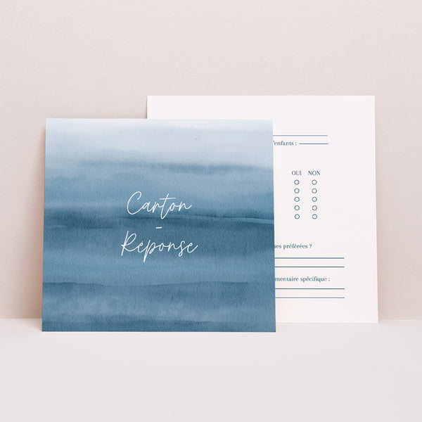 Carton réponse Mariage Carré Océan d'amour photo