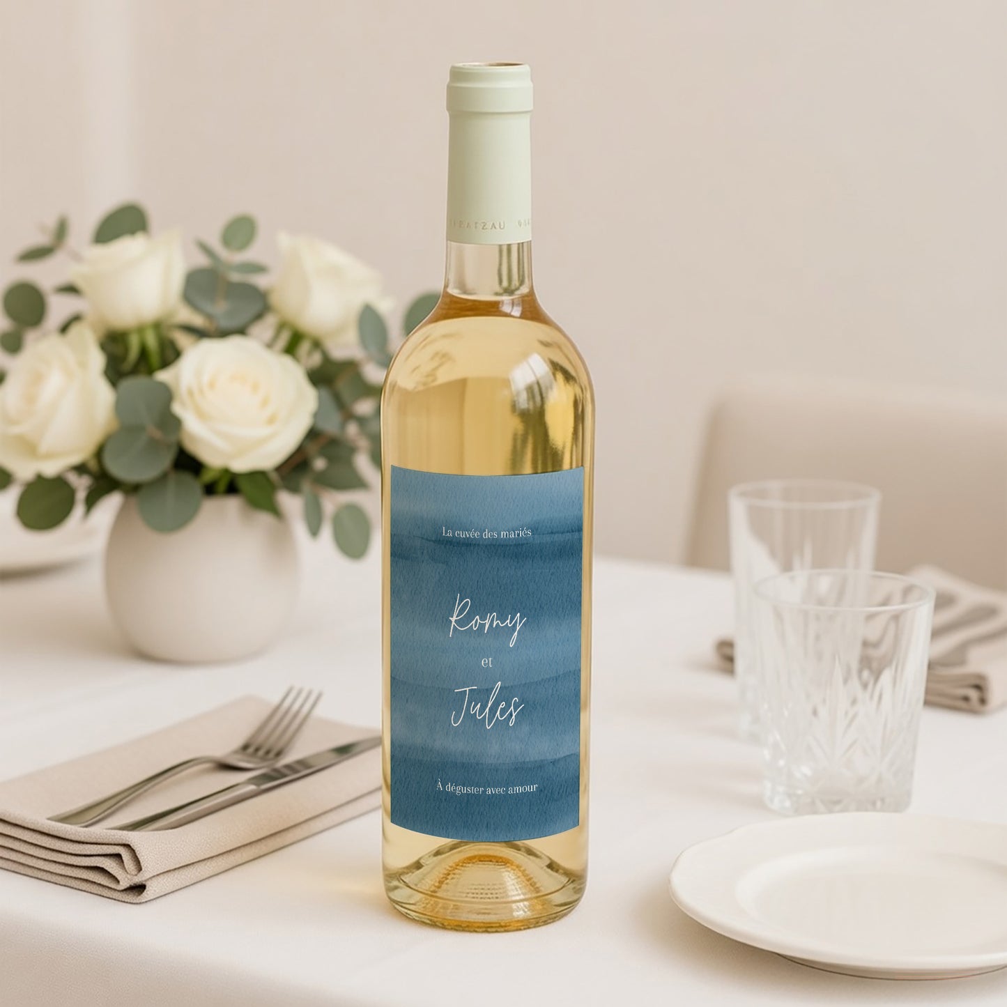 Etiquette bouteille Mariage Portrait Océan d'amour photo N° 2