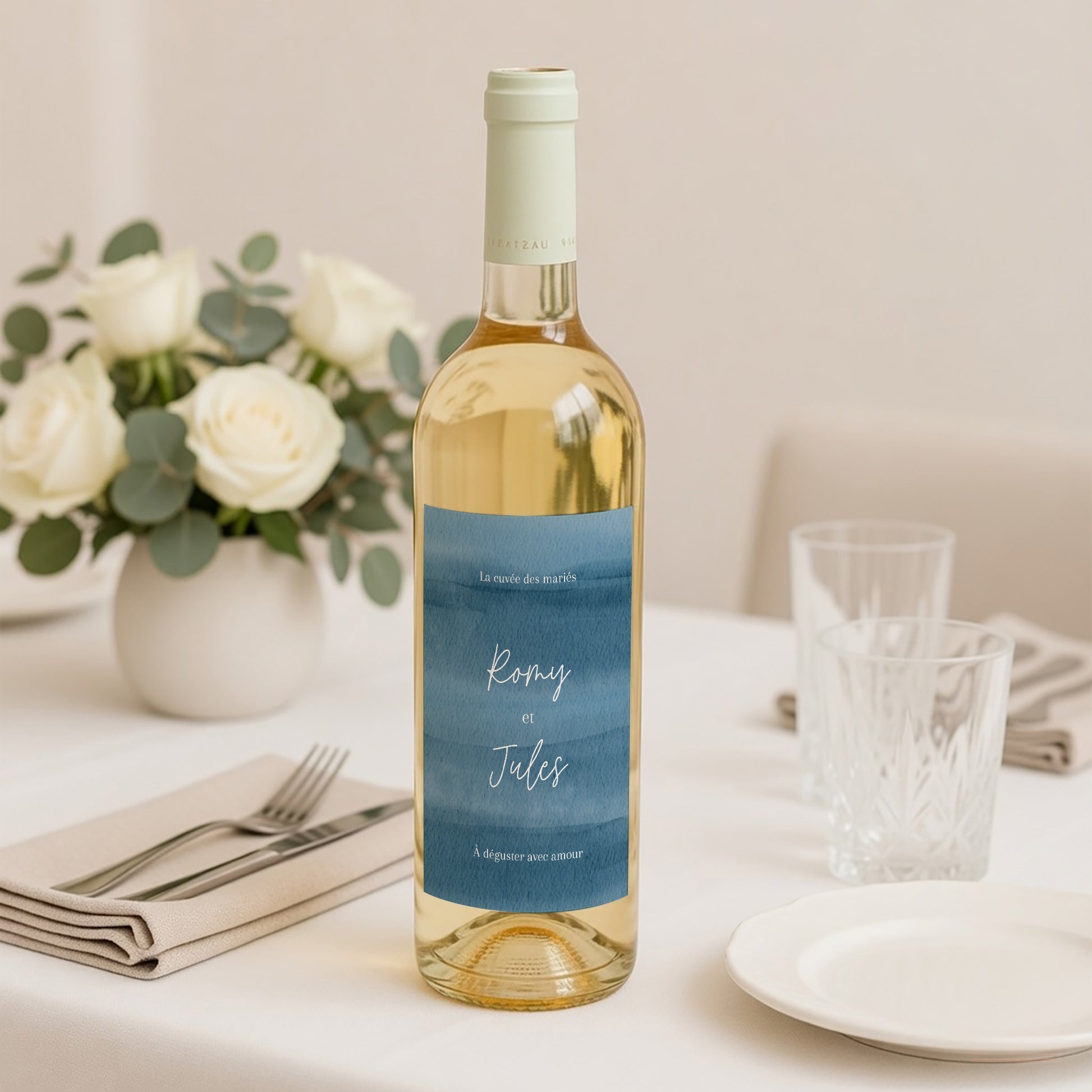 Etiquette bouteille Mariage Portrait Océan d'amour photo N° 2