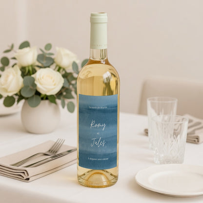 Etiquette bouteille Mariage Portrait Océan d'amour photo N° 2