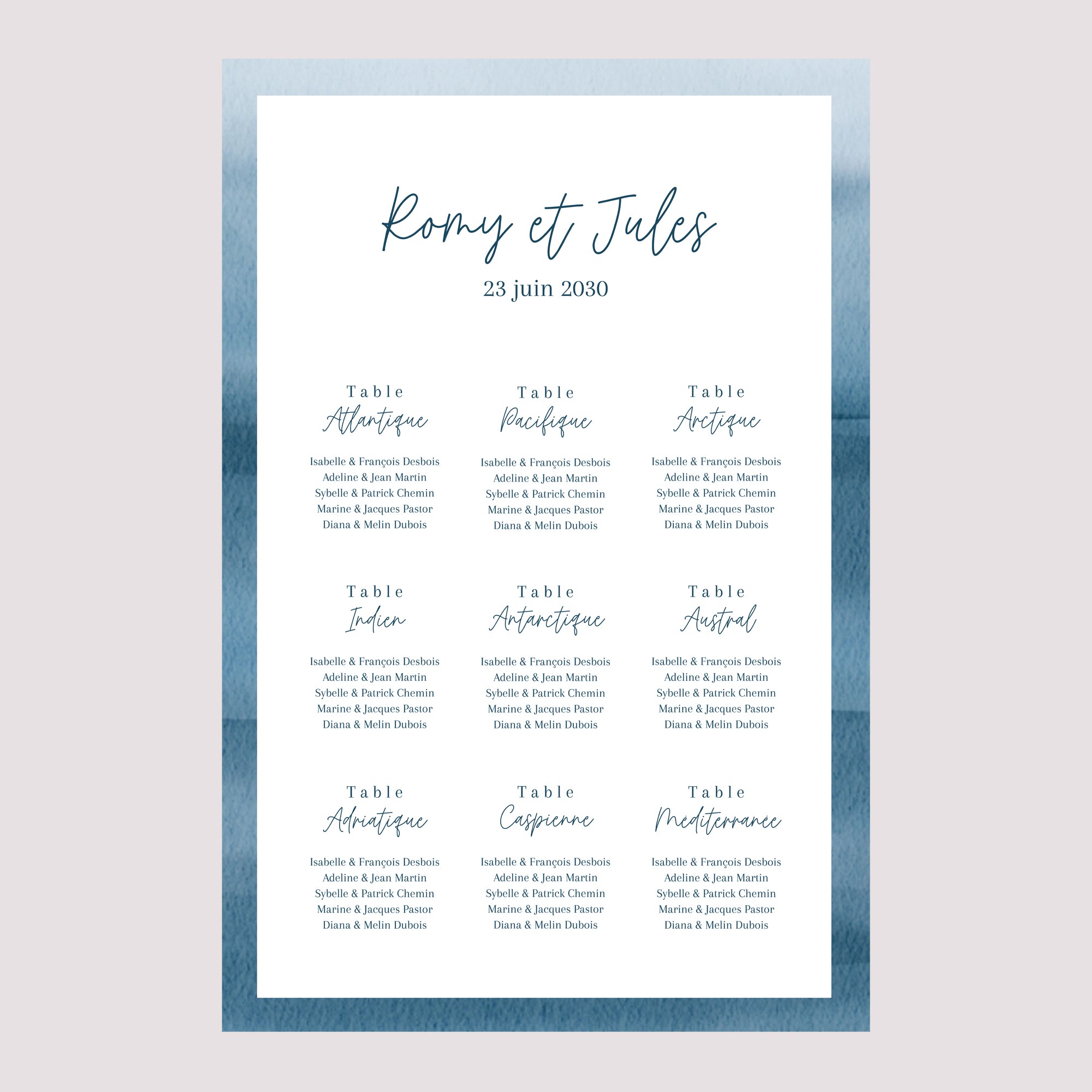 Plan de table Mariage Portrait Océan d'amour photo N° 2
