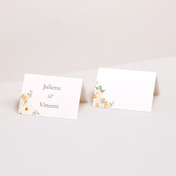 Marque-place Mariage 2 volets Bouquet romantique photo