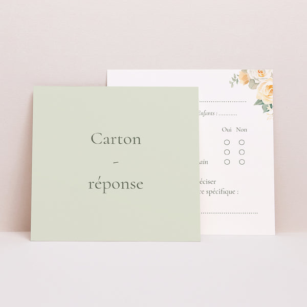 Carton réponse Mariage Carré Bouquet romantique photo