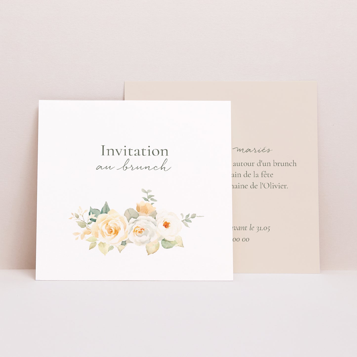 Invitations Mariage Carré Bouquet romantique photo N° 1