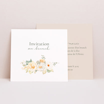 Invitations Mariage Carré Bouquet romantique photo N° 1