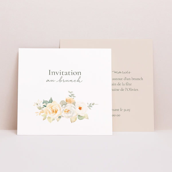 Invitations Mariage Carré Bouquet romantique photo