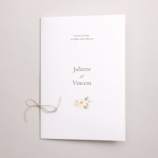 Livret de messe Mariage Double volet Bouquet romantique photo