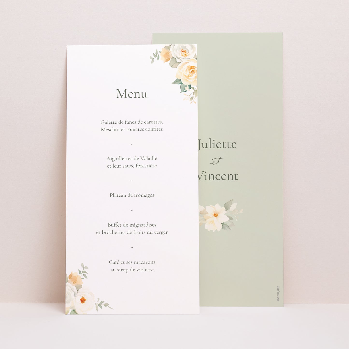 Menu Mariage Panoramique portrait Bouquet romantique photo N° 1