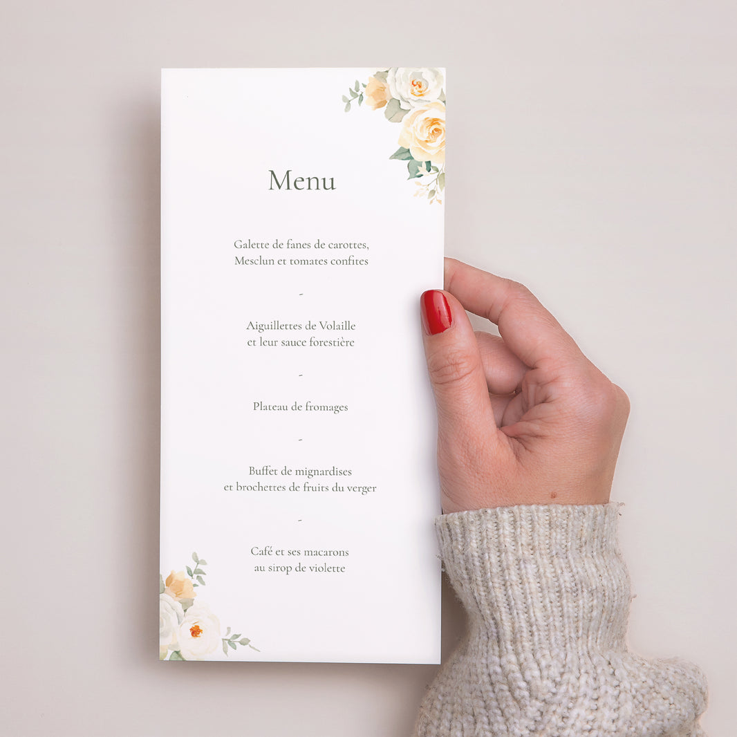 Menu Mariage Panoramique portrait Bouquet romantique photo N° 2