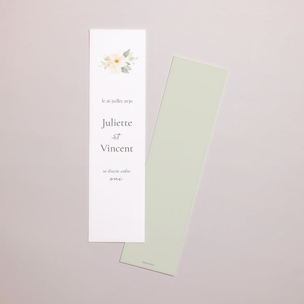 Save the date Mariage Marque-page Bouquet romantique photo