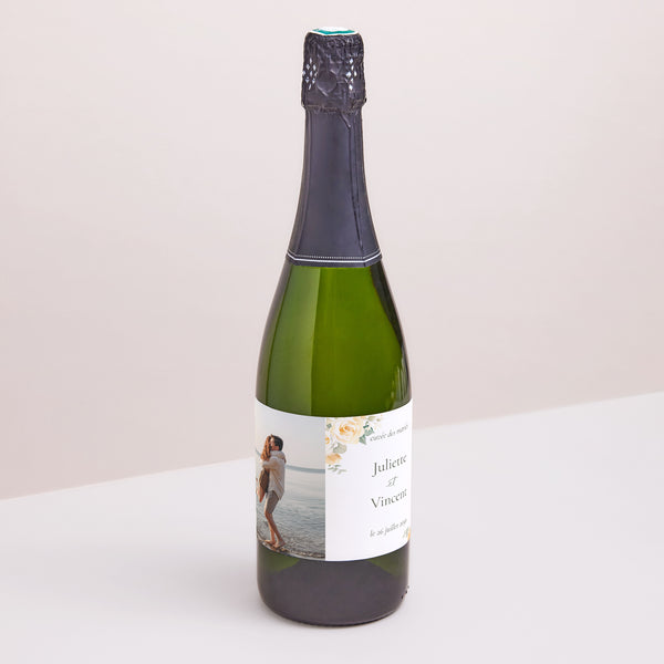 Etiquette bouteille Mariage Paysage Bouquet romantique photo