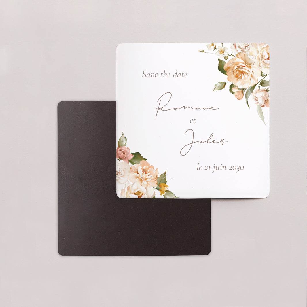 Save the date Mariage Lot de 9, magnétique Fleurs pêche photo N° 2