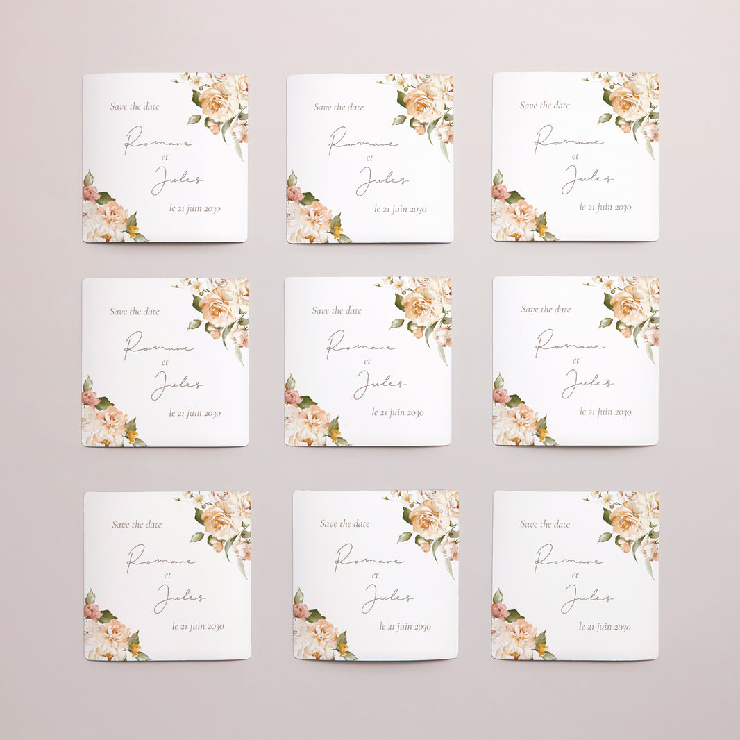 Save the date Mariage Lot de 9, magnétique Fleurs pêche photo N° 3