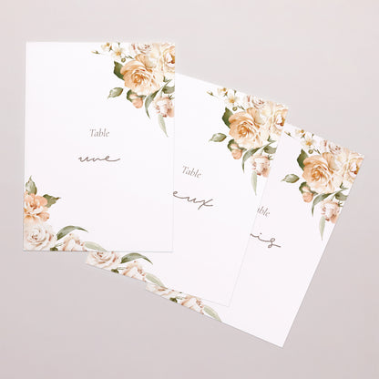 Marque table Mariage Rectangle Fleurs pêche photo N° 1