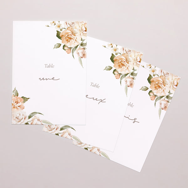 Marque table Mariage Rectangle Fleurs pêche photo
