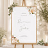 Panneau bienvenue Mariage Portrait 60 x 90 cm Fleurs pêche photo N° 1