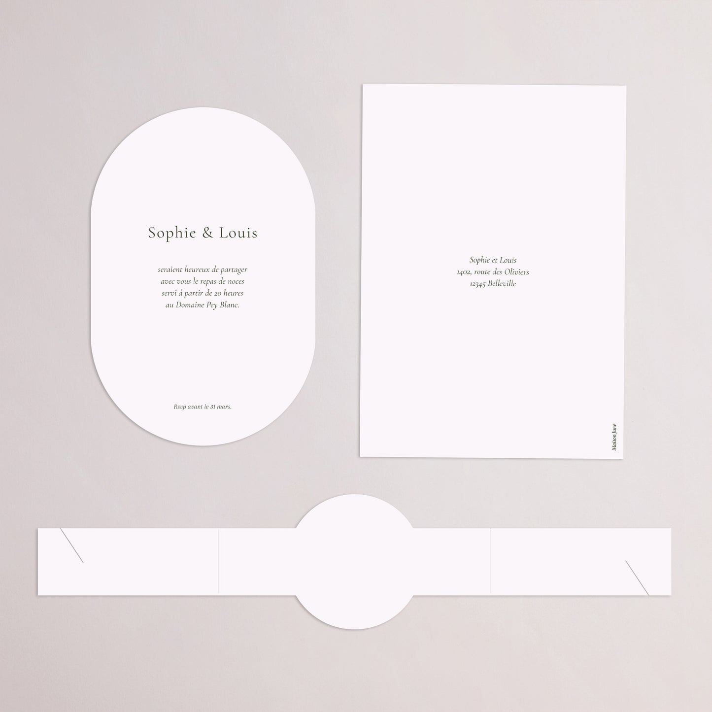 Faire-part Mariage bandeau, 2 cartes Brin Romantique III photo N° 4