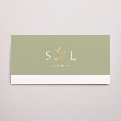 Faire-part Mariage pochette rectangle, 2 cartes Brin romantique III photo N° 1