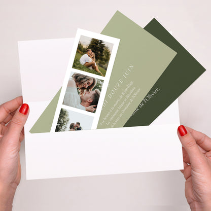 Faire-part Mariage pochette rectangle, 2 cartes Brin romantique III photo N° 2