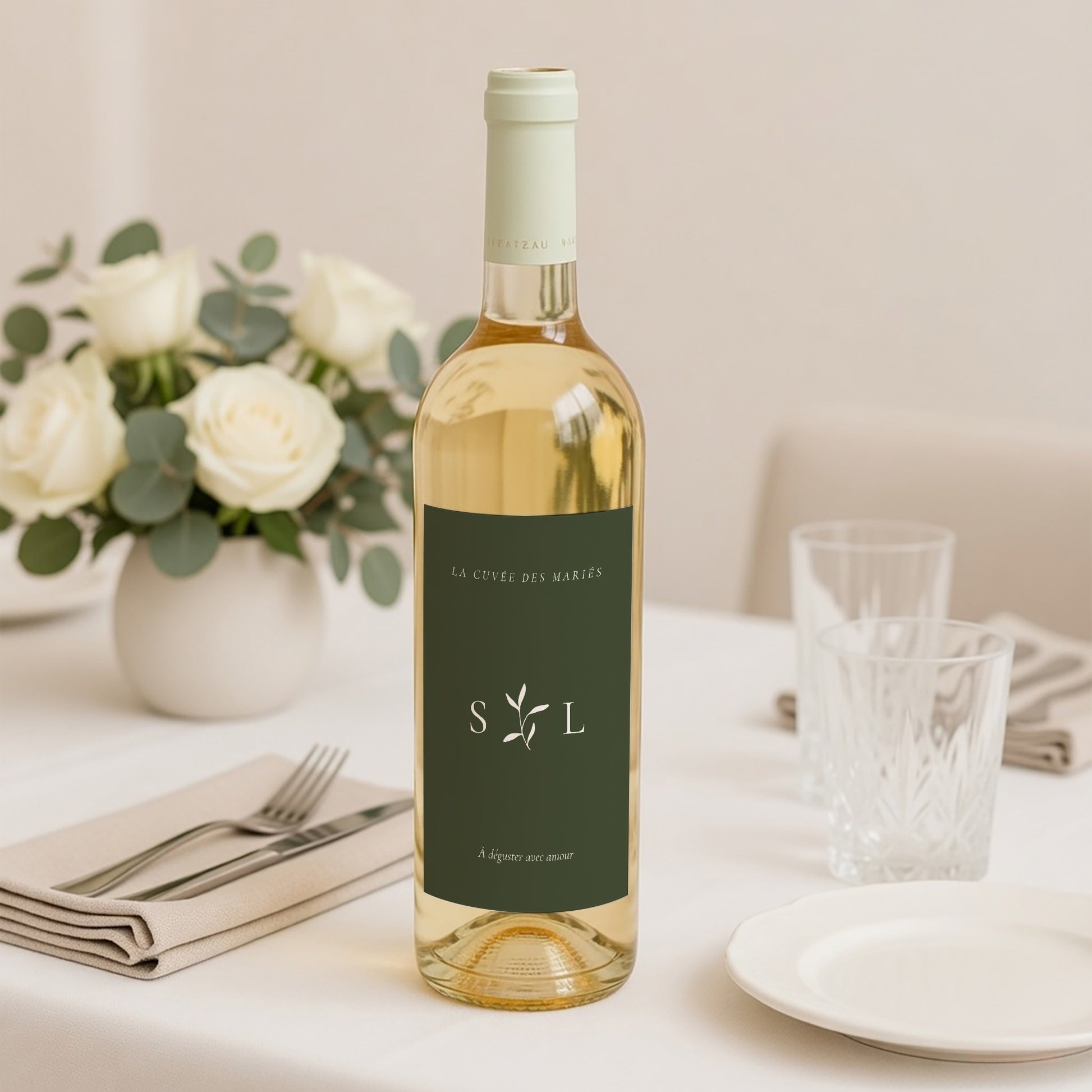Etiquette bouteille Mariage Portrait Brin Romantique III photo N° 2