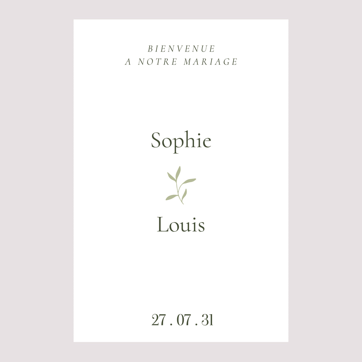 Panneau bienvenue Mariage Portrait 60 x 90 cm Brin Romantique III photo N° 2